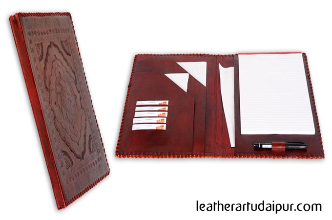 Leather Folders : Embossed Leather Folder